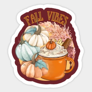 Fall Vibes Pumpkin Pampas Latte Sticker